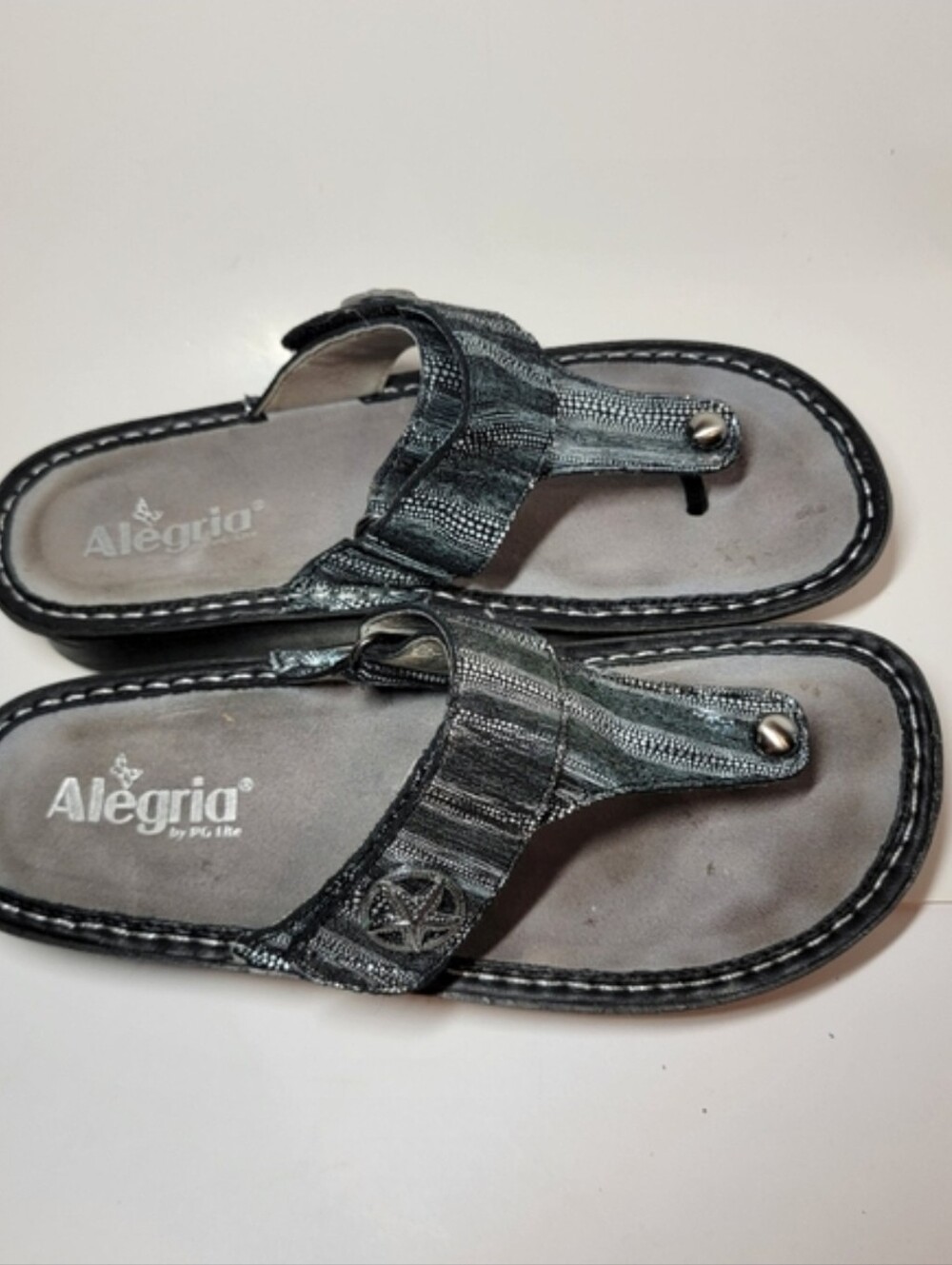 Alegria Black and Silver Sandals